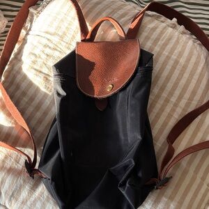 longchamp black nylon Backpack